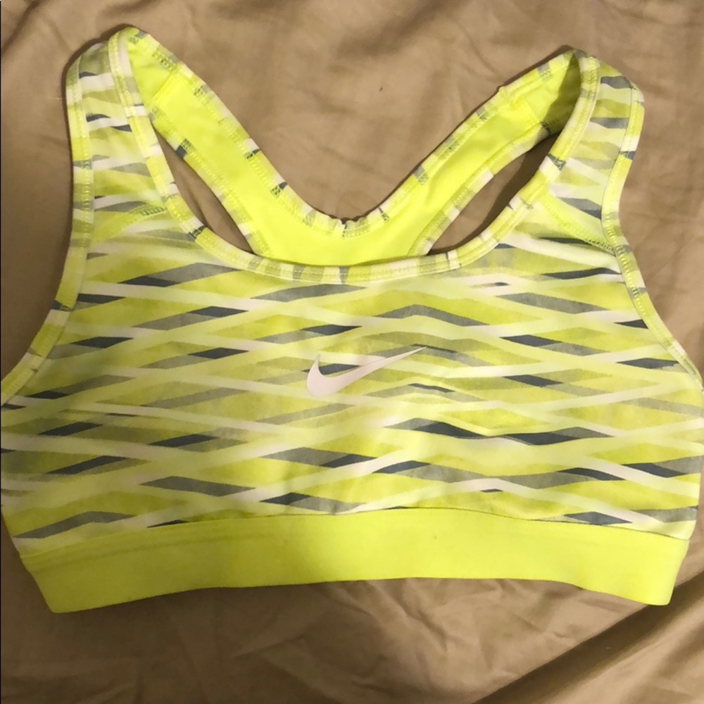 Neon yellow Nike sports bra